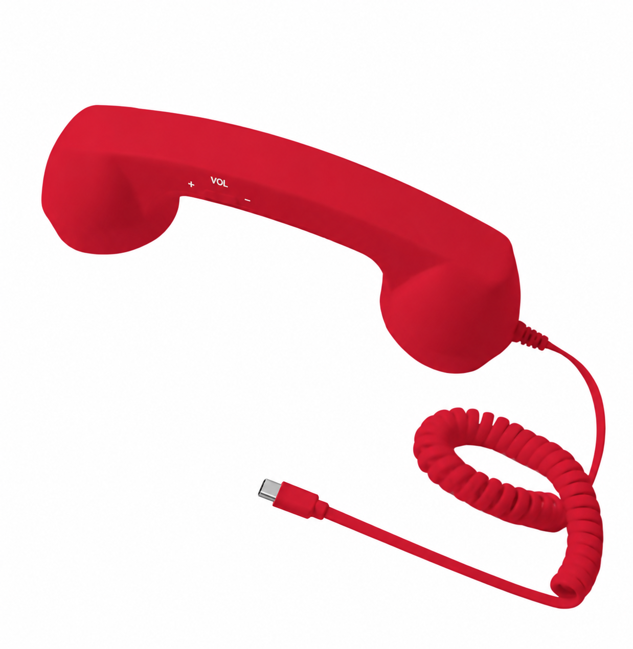 Auricular rojo DigaRojo con cable en espiral y conector USB-C